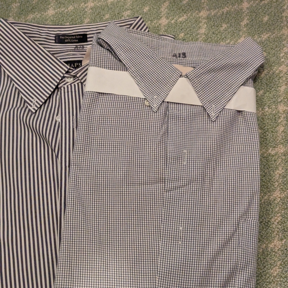 Two Ralf Lauren button down dress shirts. Check and striped. 17.5. 34/35
